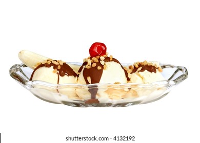 Banana Split, Isolated On White.