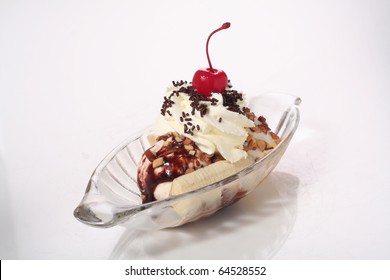 Banana Split Isolated On White Background