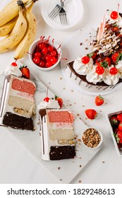 Banana Split Layered Cake Food Styling