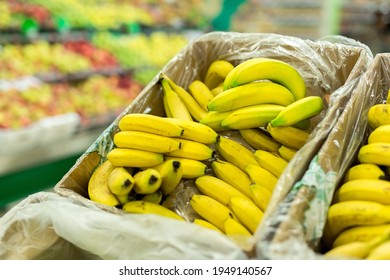 Bananas In The Boxes In The Supermarket