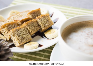 Bananas Cake Hot Coffee Stock Photo (Edit Now) 314042966