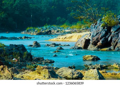 Banas River With Blue Water In Madhya Pradesh India