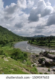 Banas River In Rajasthan Flowing Through The Rocks In Monsoon Season