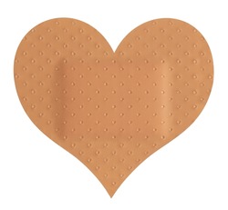Band Aid Adhesive Heart-shaped  Plaster Isolated On White