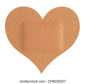 Band aid adhesive heart-shaped  plaster isolated on white