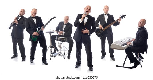 Band Playing Isolated On White