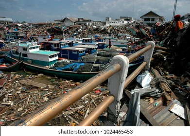 Banda Aceh, Aceh, Indonesia - December 31, 2004 : Indian Ocean Earthquake And Tsunami Disaster Destroyed Banda Aceh City In December 26 2004