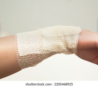 Bandage On Arm With Gauze For Burn Wound