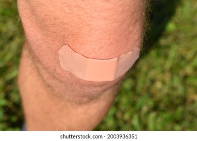 Bandage On The Knee Of A Person