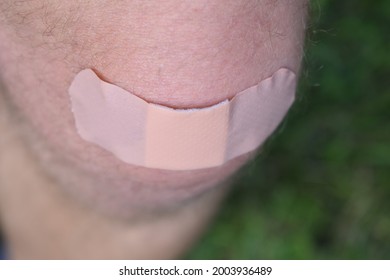 Bandage On The Knee Of A Person