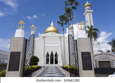 BANDAR SERI BEGAWAN(BSB), BRUNEI-NOV. 4:Entrance to Masjid Sultan Omar Ali Saifuddin Mosque in BSB, Brunei November 4, 2013.Brunei plan to implement sharia law soon.
