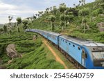 BANDARAWELA, SRI LANKA - JUNE 26, 2017: Train to Badulla from Colombo at Haputhale in Sri Lanka. 