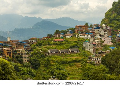 Bandipur, Nepal - Cityscape and mountains 
