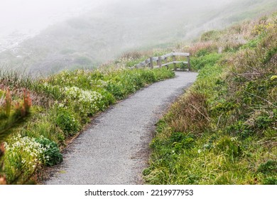 Bandon, Oregon, USA. A Paved Walking Path On The Oregon Coast.