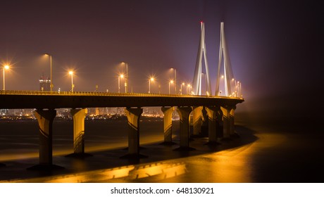 Bandra Worli Sea Link At Night