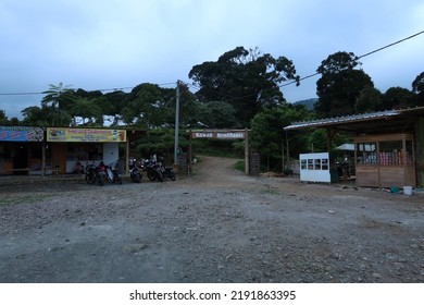 Bandung, Indonesia - Aug 11 2022 : Kawah Rengganis National Park Entrance Gate 