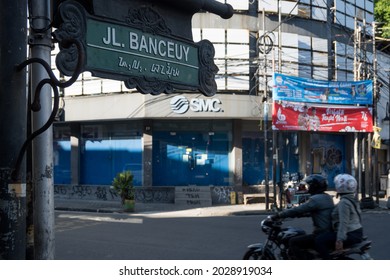 Bandung, Indonesia - August 15, 2021: Banceuy Street Nameplate In Bandung.