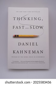 Bandung, Indonesia - August 16th 2021: Thinking, Fast And Slow By Daniel Kahneman. Must Read Self Improvement Book