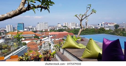 Bandung, Indonesia, August 22, 2018: U Janevalla Is A Modern Hotel With An Upscale Restaurant, A Rooftop Pool And A Bar