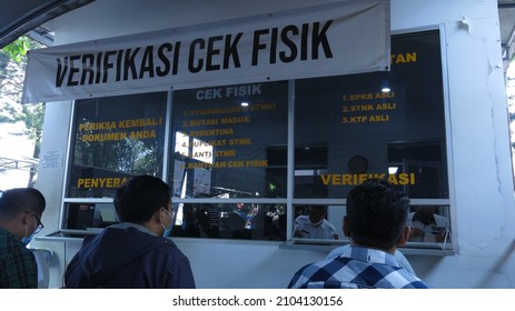 Bandung, Indonesia - January 8 2022 : Vehicle Registration Booth In Samsat Office