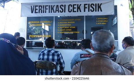 Bandung, Indonesia - January 8 2022 : Vehicle Registration Booth In Samsat Office