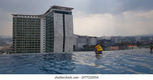 Bandung, Indonesia, Jun 19, 2018:  U Janevalla Is A Modern Hotel With An Upscale Restaurant, A Rooftop Pool And A Bar