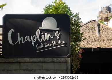 Bandung, Indonesia - March 20, 2022: Chaplin's café bar and shisha on Diponegoro street, Bandung.