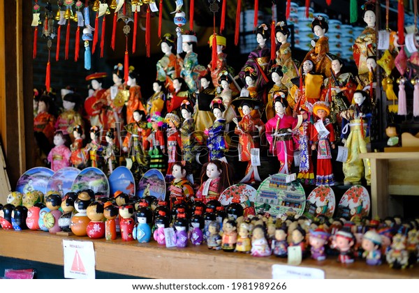 Bandung, Indonesia - March 31th, 2020: There are many Japanese dolls on display