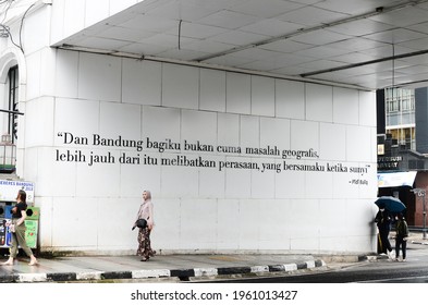 Bandung, Indonesia - November 20, 2020: The Atmosphere Of The Asian-African Street Of Bandung