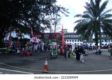 Bandung, Indonesia - Oct 10 2022 : Tourist Crowd In Front Of West Java Governor Office In Gedung Sate