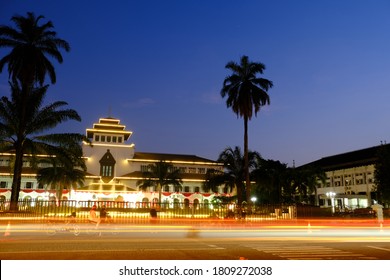 Bandung, Indonesia, September, 2020: View Of Gedung Sate At Night, Old Historical Building With Art Deco Style. Now Become A Governor Office, Icon And Landmark Of Bandung, West Java, Indonesia.