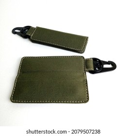 Bandung - Jawa Barat - Indonesia - November 23-2021 - Keychain Made Of Green Canvas Fabric