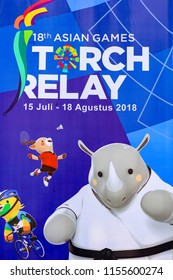 Bandung, West Java / Country - August 11th 2018: Asian Games Torch Relay Big Banner