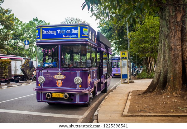 Bandung, West Java, Indonesia - 11-03-2018 :\
Bandros or Bandung Tour on Bus, a Sightseeing City Tour Bus for\
Tourists in Bandung, West Java, Indonesia. It is a special\
transportation for\
tourism.