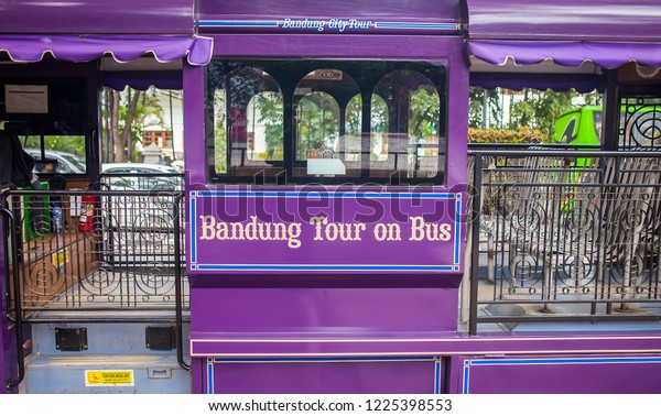 Bandung, West Java, Indonesia - 11/03/2018 :\
Bandros or Bandung Tour on Bus, a Sightseeing City Tour Bus for\
Tourists in Bandung, West Java, Indonesia. It is a special\
transportation for\
tourism.