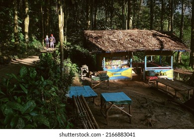 Bandung, West Java Indonesia, July 21, 2019 : Traditional Stall In An Urban Forest Park