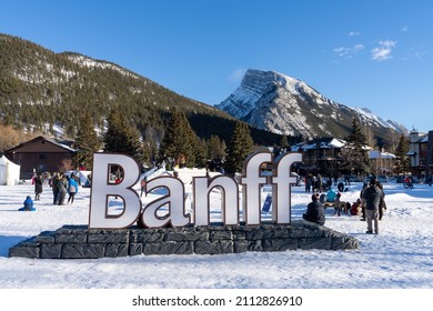 Banff, Alberta, Canada - January 23 2022 : Banff Snowdays winter event. Banff National Park, Canadian Rockies.