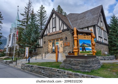 Banff, Canada - 30 September 2021: Banff Visitor Centre On Banff Avenue