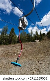 Banff, Canada - June 14 2019: Abandoned Chairs At An Old Ski Lift, In Banff. 