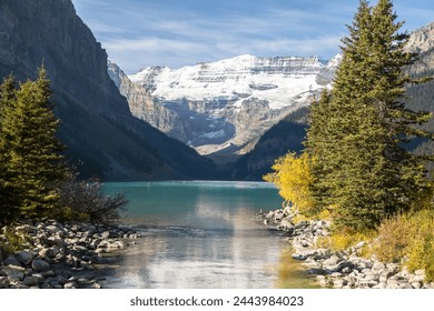 Banff National Park Holidays, Canadian Rockies Landscape, Mountain Adventure, Lake Louise Alberta Canada, Sunset and Sunrise Landscape Photography, Tourism Canada, Canoeing on Glacier Lakes - Powered by Shutterstock