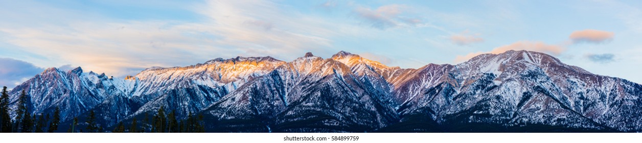 Banff National park winter mountain background landscape in Alberta