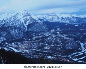 Banff Night View In Winter   