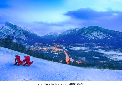 Banff Town Site At Dusk