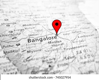 Bangalore City Over A Road Map (India)