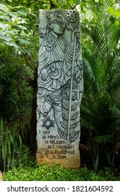 Bangalore, India - 09/03/2017 A Secular Message Carved On Stone That All Religions Are Equal