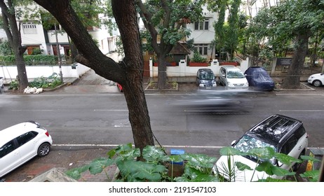 Bangalore, India 14th August 2022: View Of Rain Drops From Window During The Monsoon Season. Heavy Rains Strikes Major Cities Like Mumbai, Delhi, Chennai, Bangalore. City View In Rainy Day