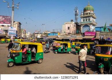 Bangalore, India - Circa January, 2018. Crowded Street  View In Bangalore.