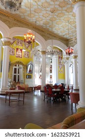 Bangalore, India - December 13 2018: Bangalore palace interior, royal palace, in an area that was owned by Rev. J. Garrett. The commencement of the construction of the palace is attributed to him