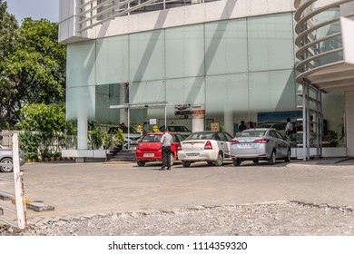 Bangalore, India, May 20, 2018, Streets Of Bengaluru City, Sunny Day, Toyota Car Showroom