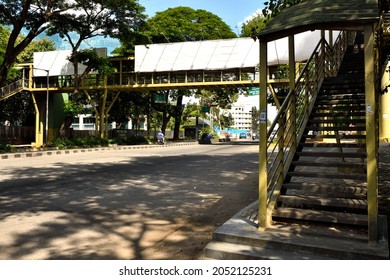 Bangalore, Karnataka, India - June 01 2021: A Deserted Road In Bangalore During The Covid19 Lockdown.